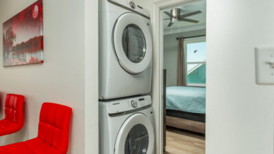 030 Wine n' Sea Laundry Space with Stacked Washer and Dryer