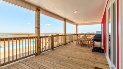 031 Wine n' Sea Water View Covered Back Porch with Grill and Outdoor Dining Space