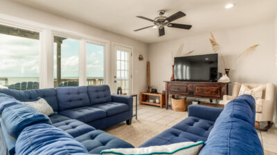 002 Dreamcatcher Living Room with Large TV and Beach View