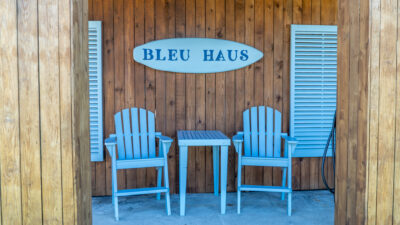 034 Bleu Haus Ground Level Covered Sitting Area with Bay View
