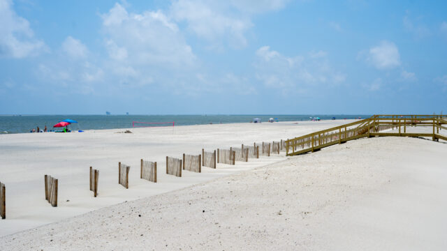 View of beaches at Dauphin Island Alabama